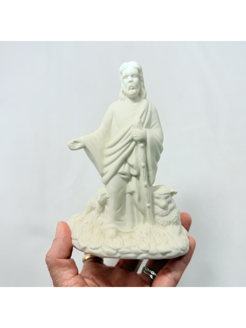 Vintage Loomco Shepherd Jesus Christmas Figurine 6” Christianity Religious White